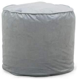 Bleckley Gwinnett Modern Velveteen Cylinder Pouf, Seafoam Blue