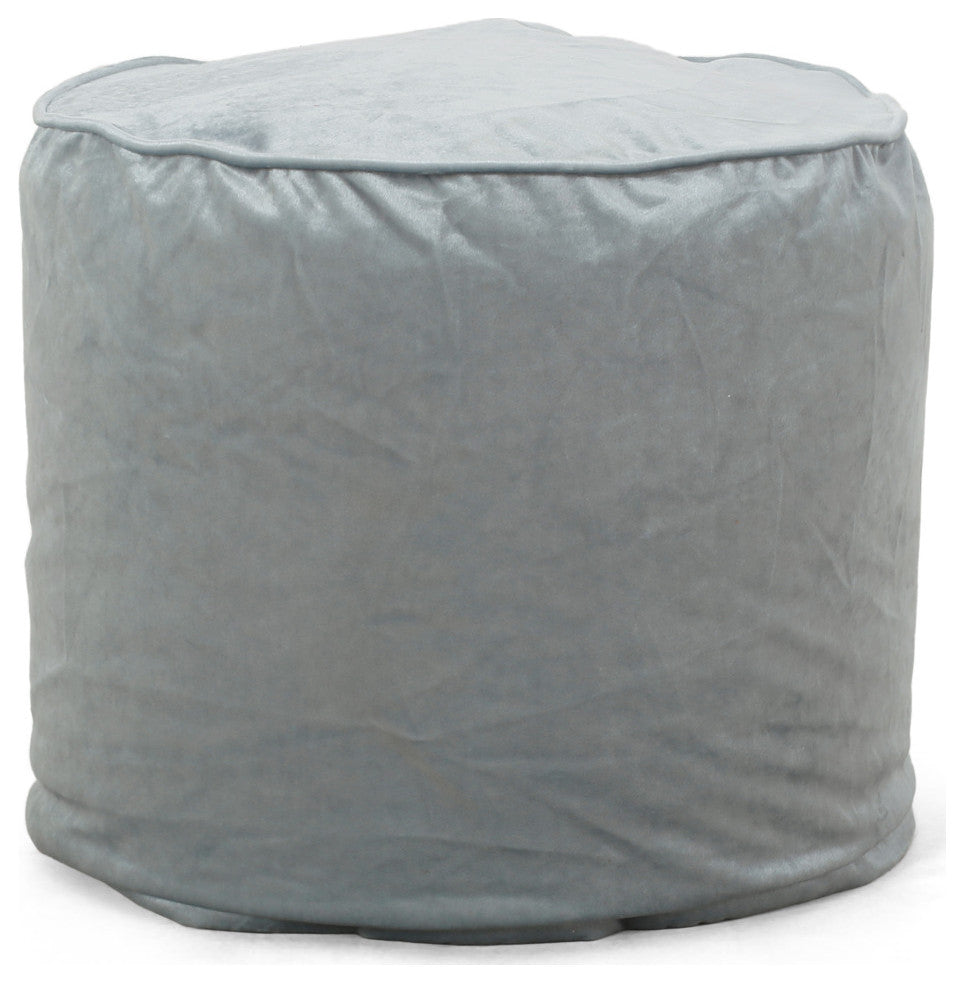 Bleckley Gwinnett Modern Velveteen Cylinder Pouf, Seafoam Blue