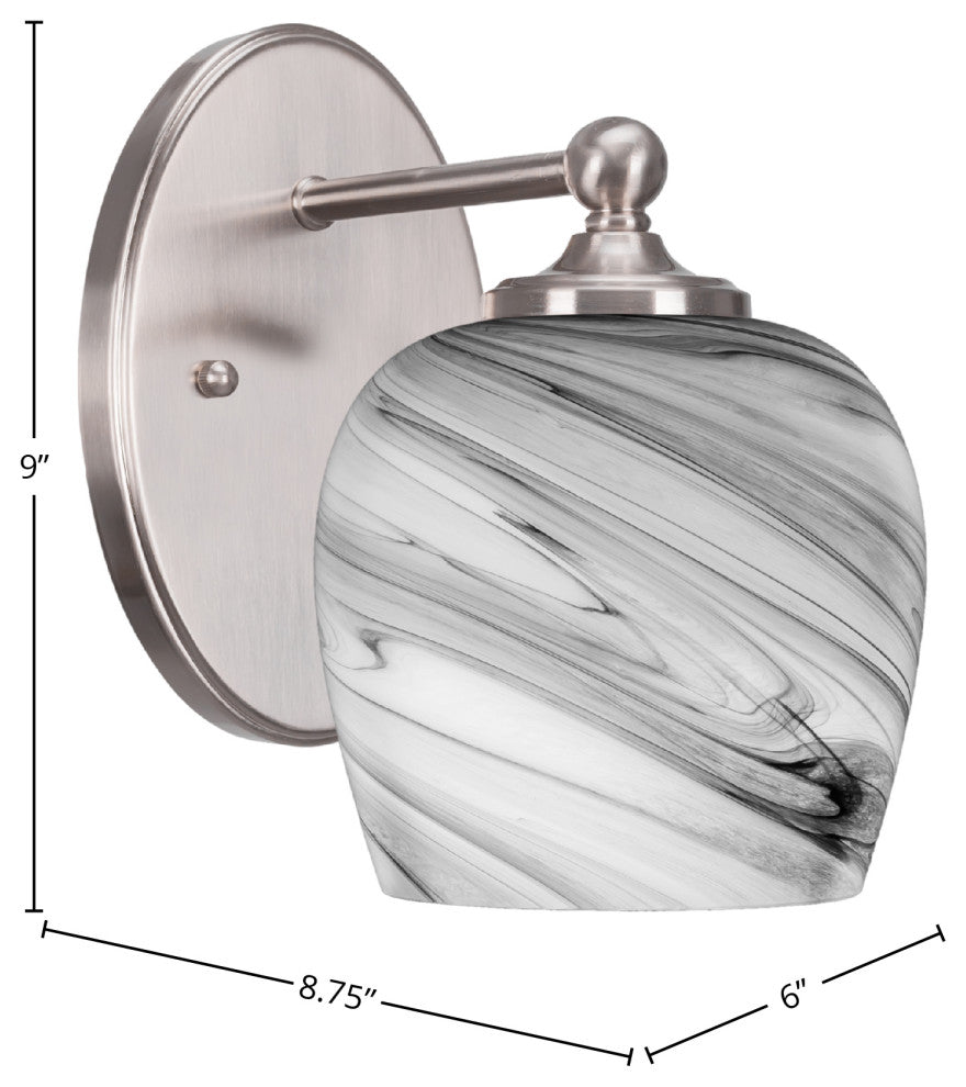 Capri 1-Light Wall Sconce, Brushed Nickel/Onyx Swirl