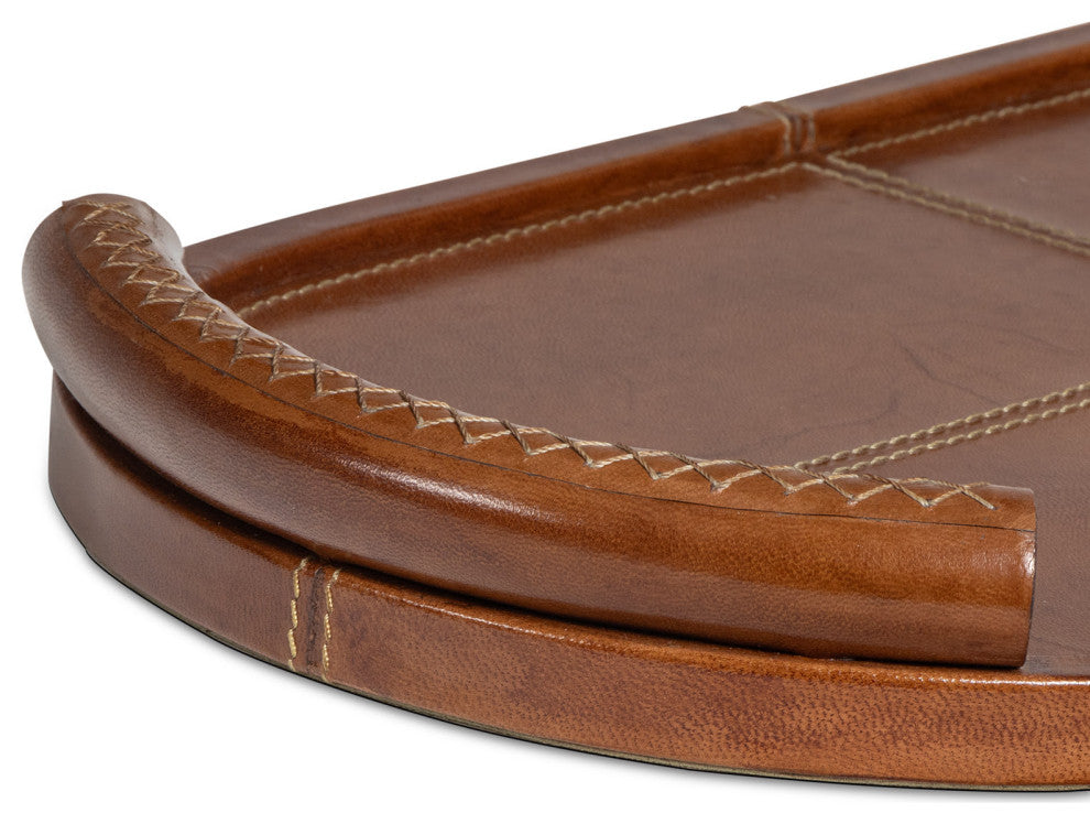 Forte Leather Tray Oval, Cognac
