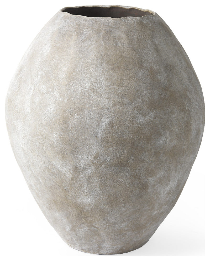 Kyros Natural Wash 28" Earthy Ceramic Oval Vase