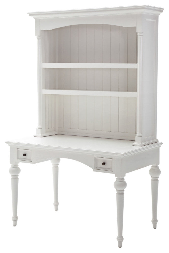 Antiqued White Provencial Writing or Computer Desk With Hutch