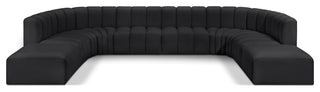 Arc Vegan Leather Upholstered 10-Pc. U-Shaped Modular Sectional, Black