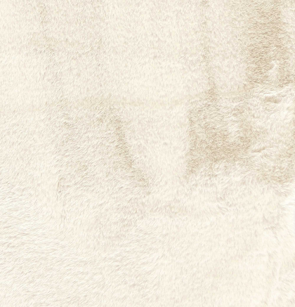HomeRoots Luxe Faux Rabbit Fur Rectangular Rug 5' x 8' Ivory