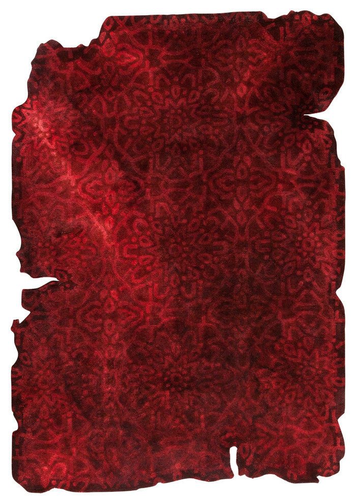 Hand Tufted Dark Red Wool Area Rug
