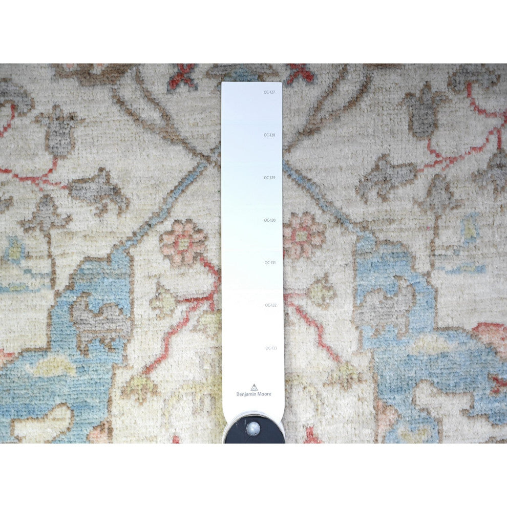 White Ziegler Mahal Hand Knotted Pure Wool Round Oriental Rug, 7'11"x8'