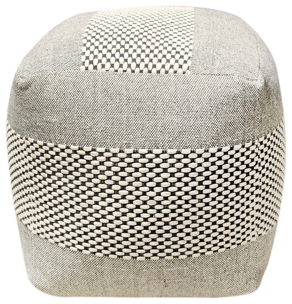 Off-white Hand-woven Westerfeld Pouf, 18" Cube