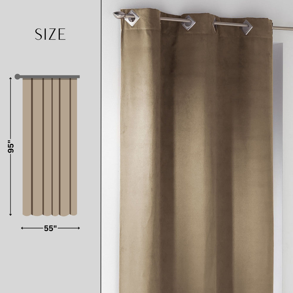 Luxurious Suede Window Curtain - Elegant Soft Texture Drapery, 95x55 Inches, Sand, 1 Panel