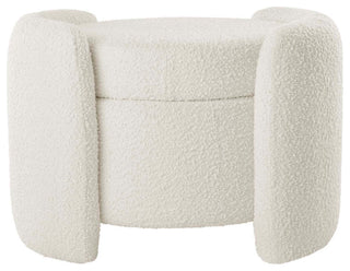 Nebula Boucle Upholstered Ottoman, Ivory