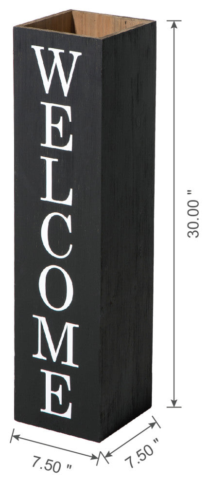 30"H Double Sided Solid Wood Black Boxed "Welcome Home" Porch Sign