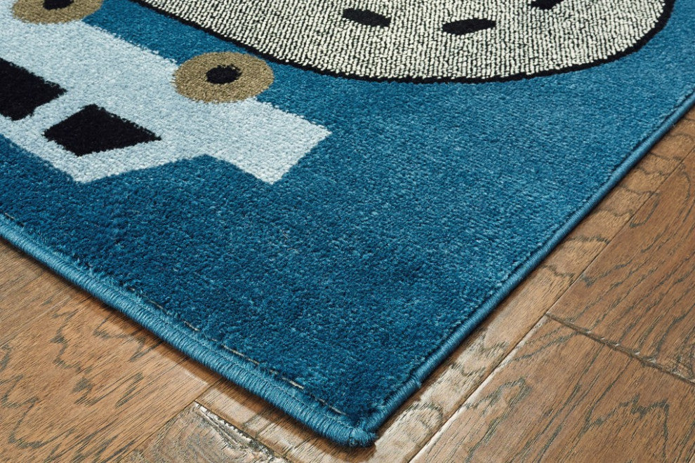 5??x 7??Navy Imaginative Racetrack Area Rug