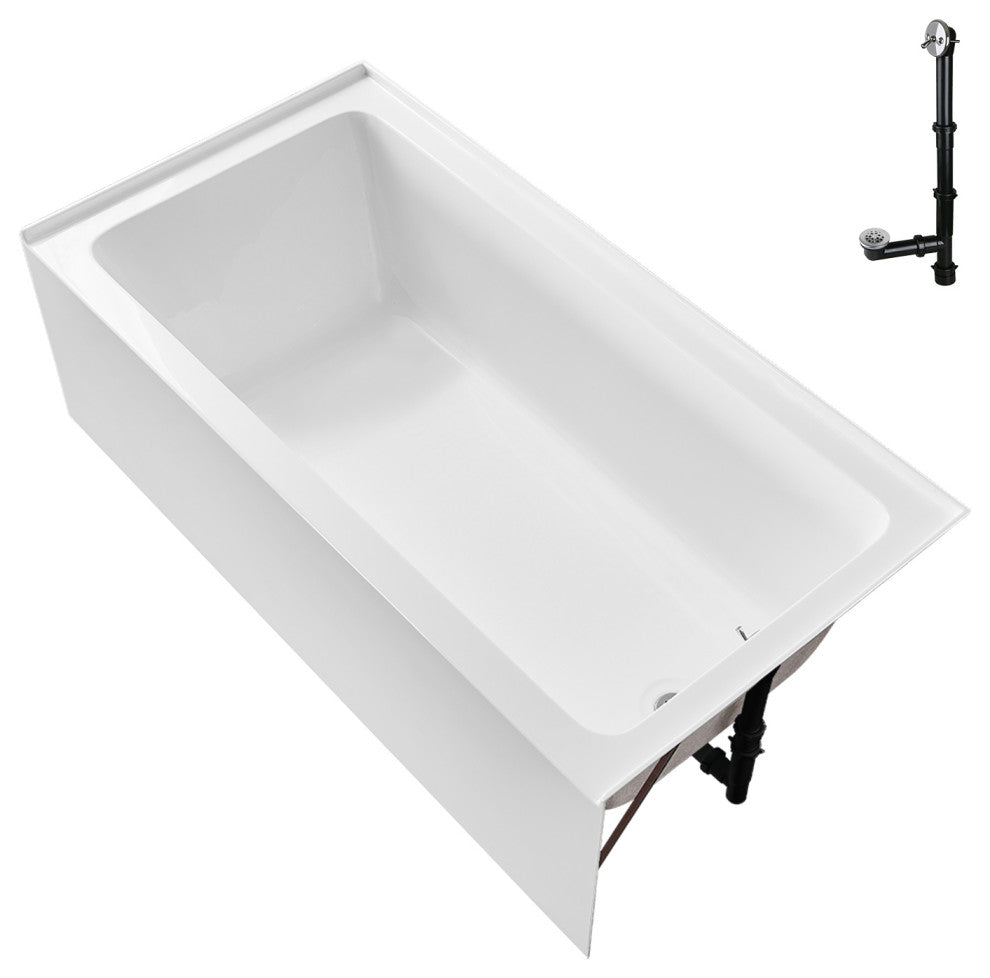 GA-306-14-CH 66"x32" Acrylic Alcove Bathtub, Polished Chrome Drain
