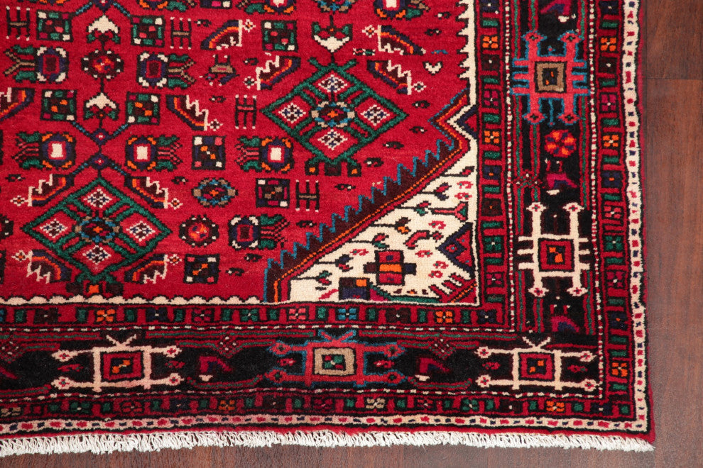 Consigned, Hosainabad Oriental Traditional Hand Made Persian Area Rug, Red, 5x11