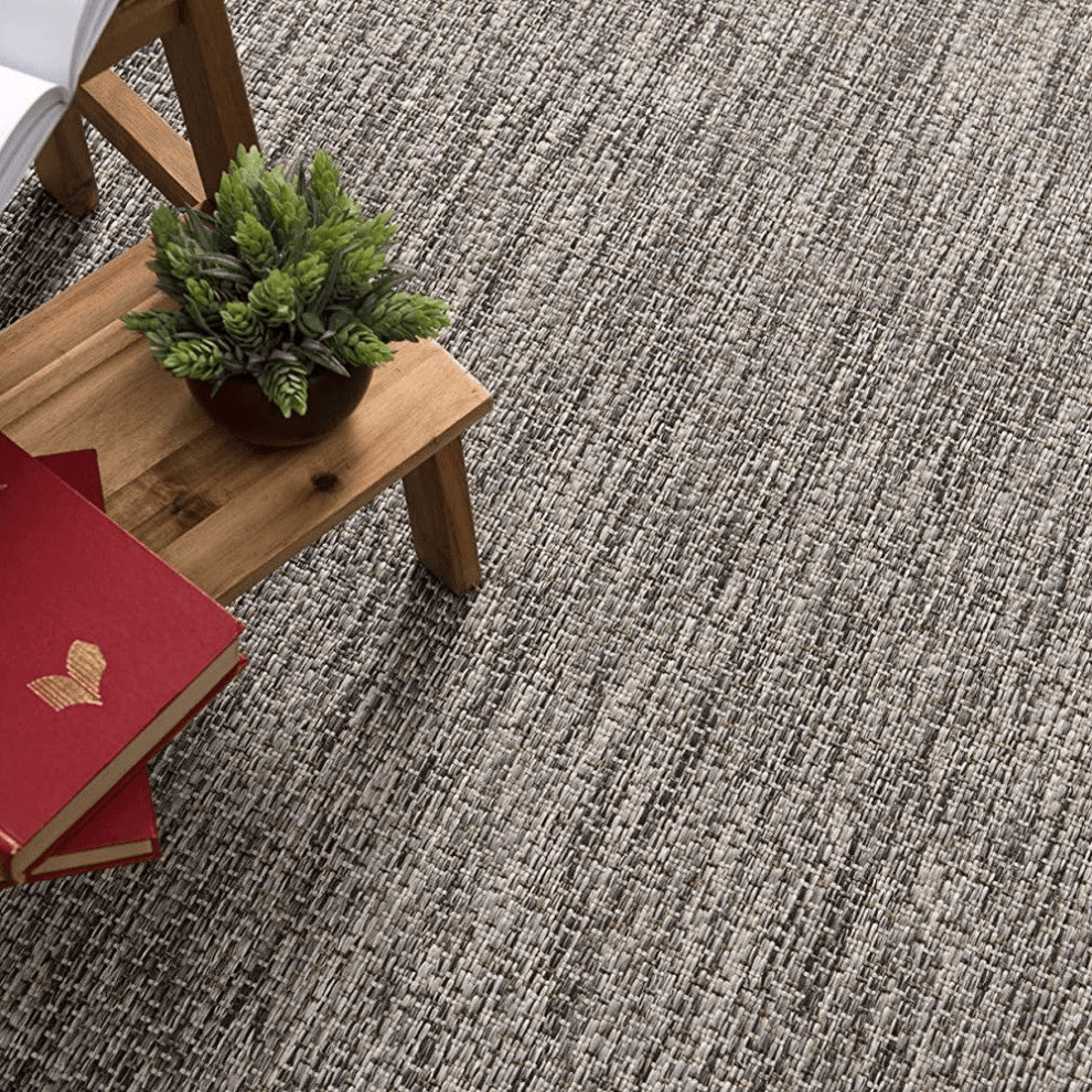 3' X 10' Sand And Gray Distressed Border Area Rug