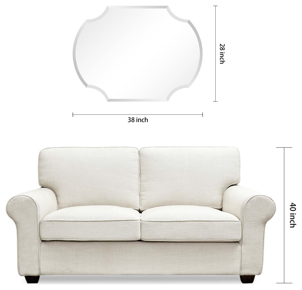 Frameless Beveled Octagonal Scallop Black Matte Finished Wall Mirror