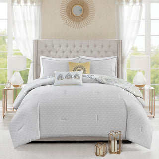 Madison Park Isla 8 Piece Cotton Floral Printed Reversible Comforter Set