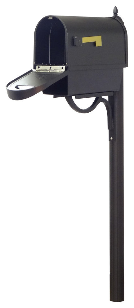 Classic Curbside Mailbox With Newspaper Tube and Richland Mailbox Post