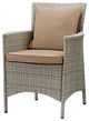 Side Dining Chair Armchair, Set of 4, Rattan, Wicker, Gray Brown, Outdoor