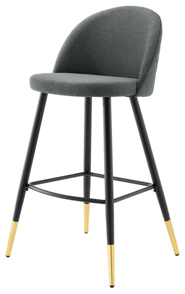 Bar Stool Chair Barstool, Set of 2, Fabric, Metal, Gray, Modern, Bar Pub
