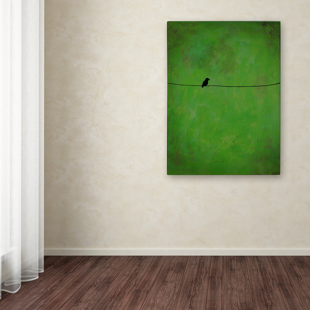 'Lone Bird Green' Canvas Art by Nicole Dietz