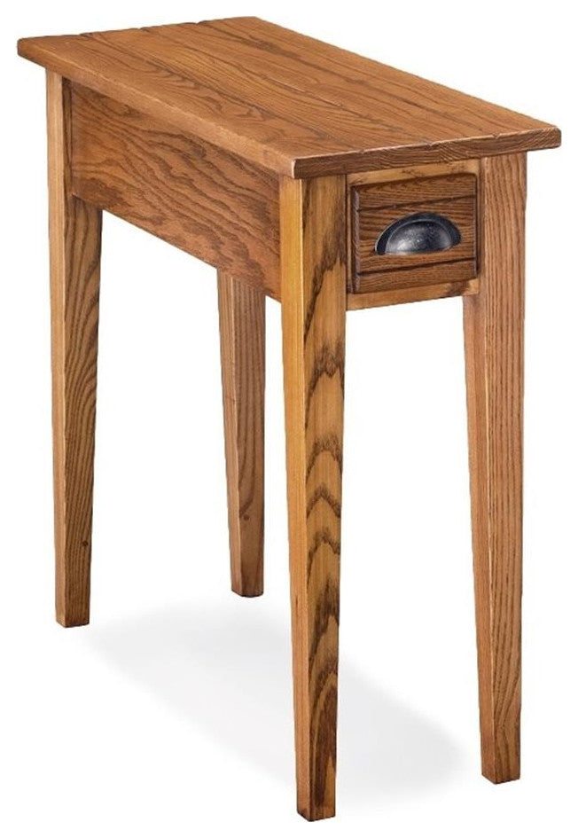 Leick Furniture Bin Pull Narrow Wood End Table in Candleglow Brown Finish