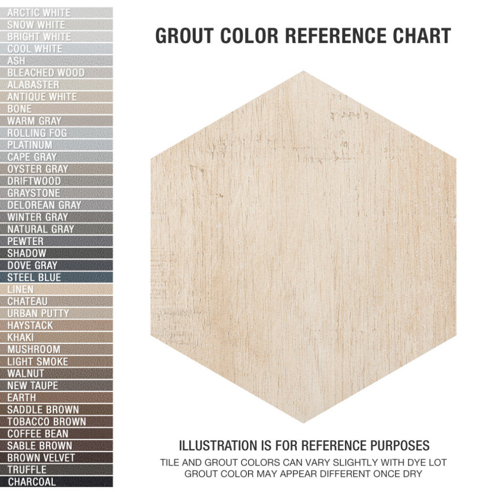 Sawnwood Hex Beige Porcelain Floor and Wall Tile