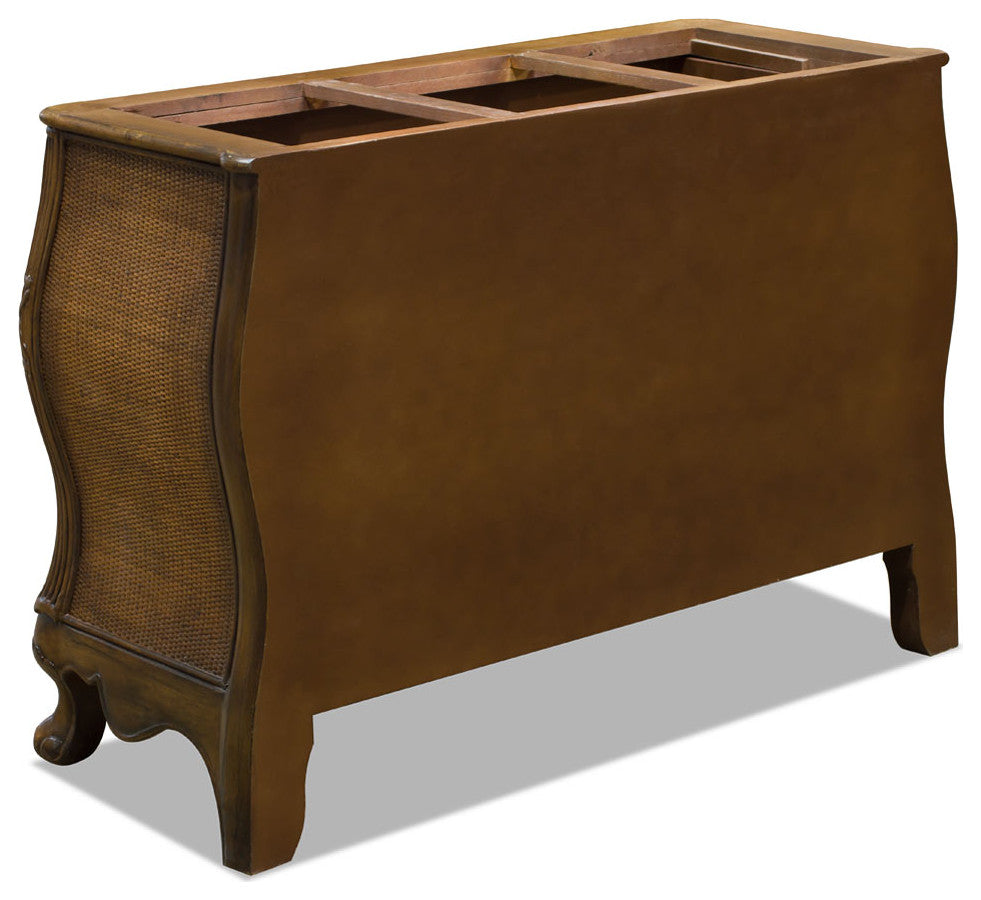 French Motif Rattan Oriental Chest of Drawers