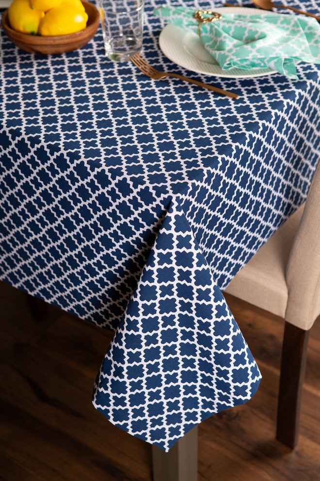 Nautical Blue Lattice Tablecloth 60X104