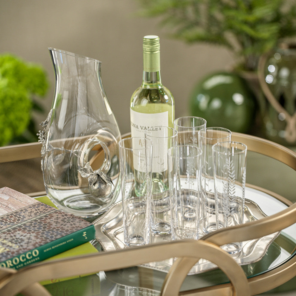 Assorted Botanical Etched Flutes, Set of 6