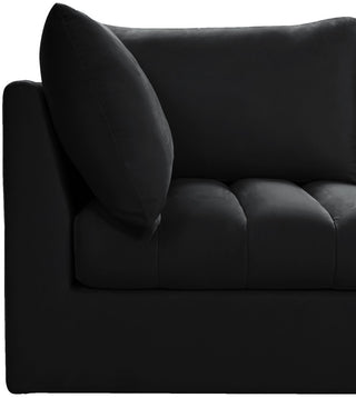 Jacob Velvet Upholstered 6-Piece L-Shaped Modular Sectional, Black