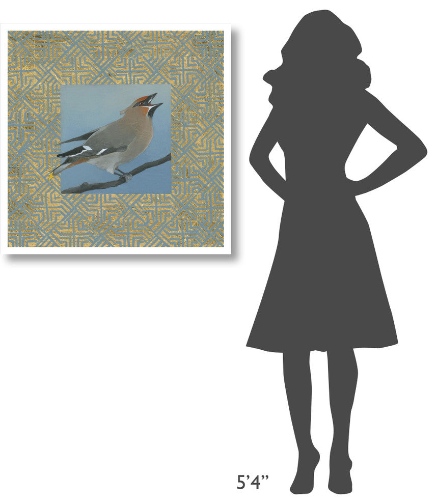 "Cedar Waxwing Border" Digital Paper Print by Kathrine Lovell, 32"x32"
