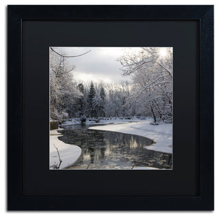 'Fresh Snowfall on the River' Matted Framed Canvas Art by Kurt Shaffer