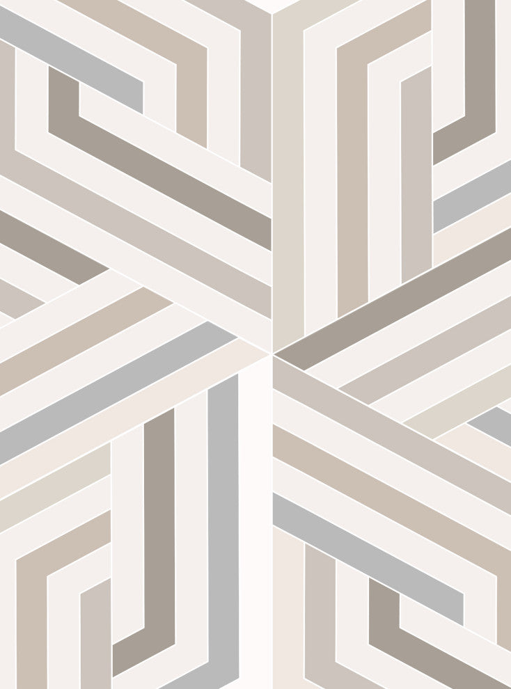 OP Art Line 3D Cubes Peel and Stick Vinyl Wallpaper, 24"w X 108"h