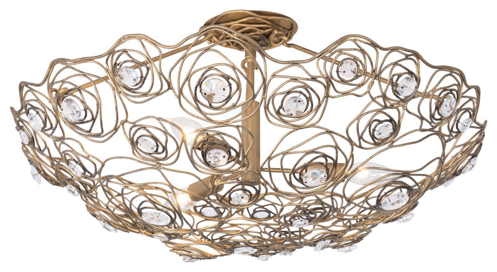 Varaluz 500S03 Ethereal Rose 3 Light 24"W Semi-Flush Bowl Ceiling - Havana Gold