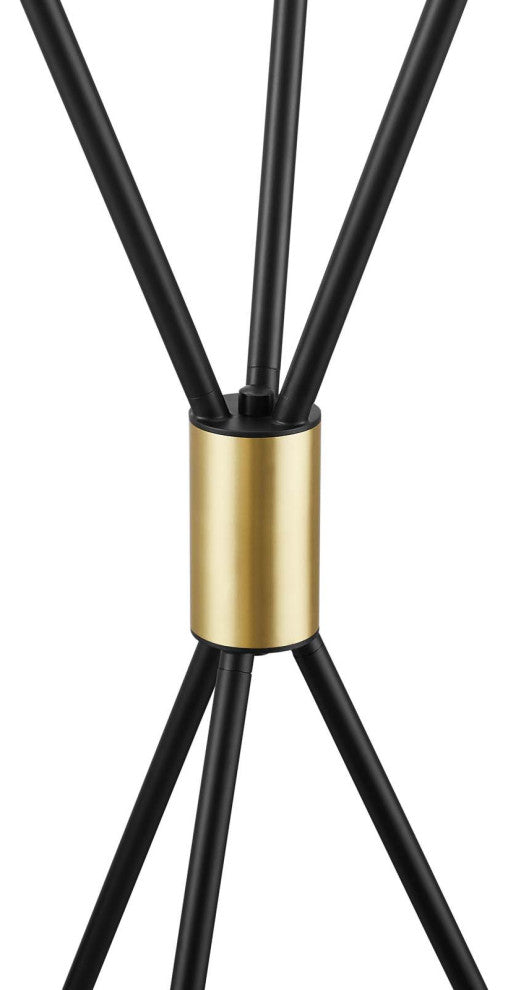 Floor Lamp Light, Black, Brass, Modern, Mid Century Cafe Bistro Hospitality
