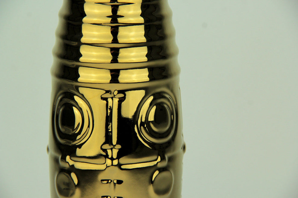 Metallic Gold Finish Rocket Ship Statue