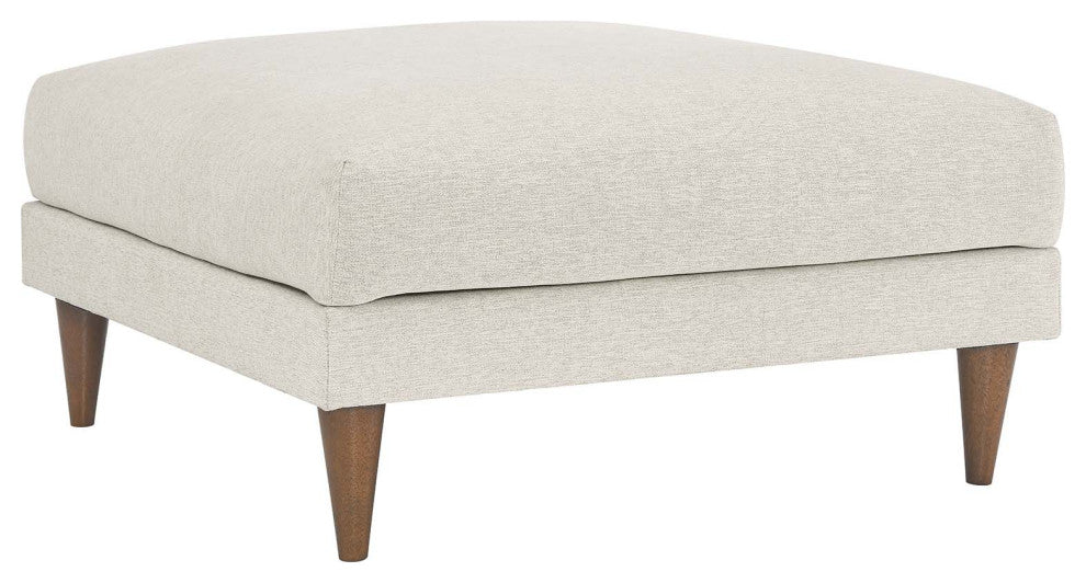 Zoya Down Filled Overstuffed Ottoman - Ivory Fabric