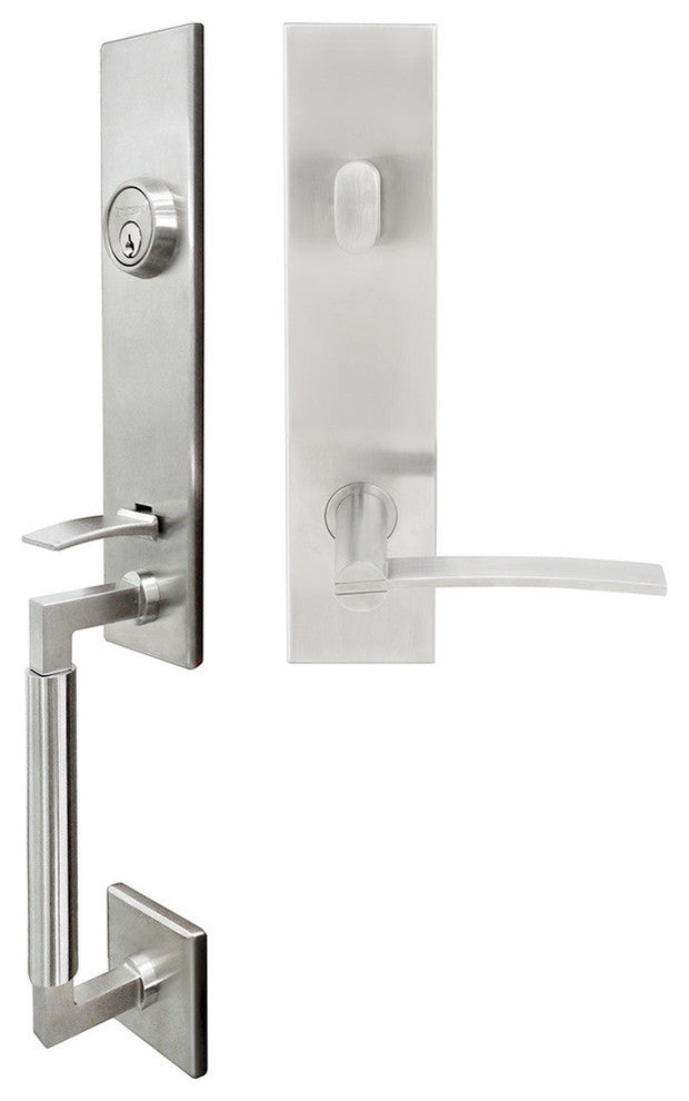 Horizon Lever, Tubular Entry Handleset, Left Hand, Satin Stainless Steel