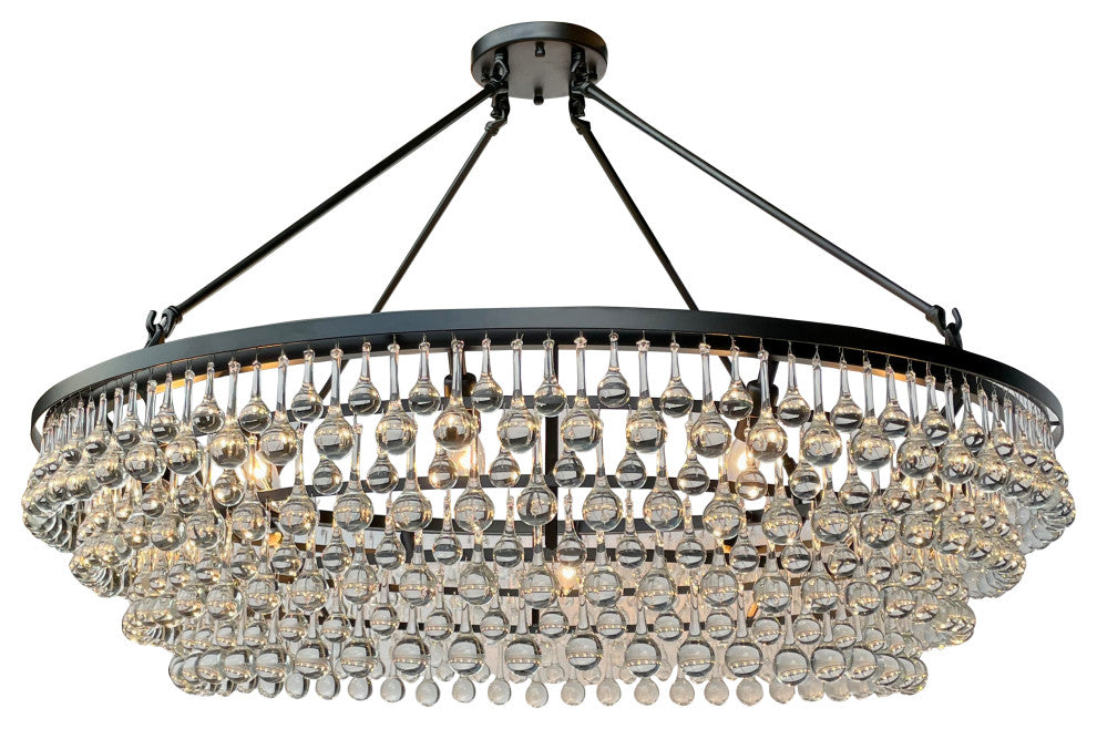 Celeste XL Crystal Chandelier, Hanging or Flush mount, Black