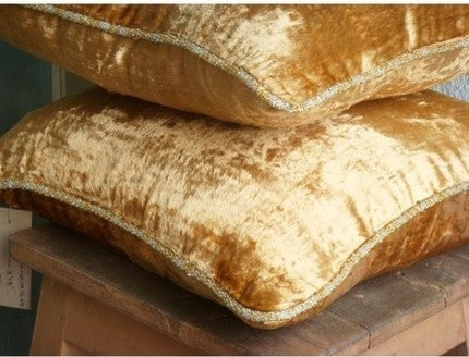 Throw Pillow Covers 26" x 26" Pillowcase Gold Velvet Solid Color - Gold Shimmer