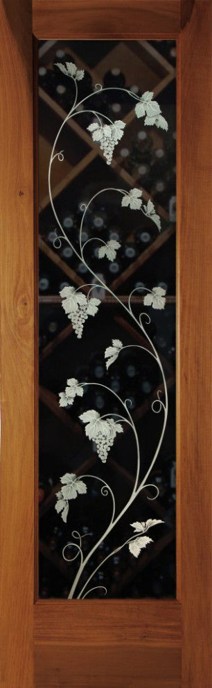 Wine Door - Vineyard Grapes Unfurled - Primed - 28" x 84" - Knob on Right -...
