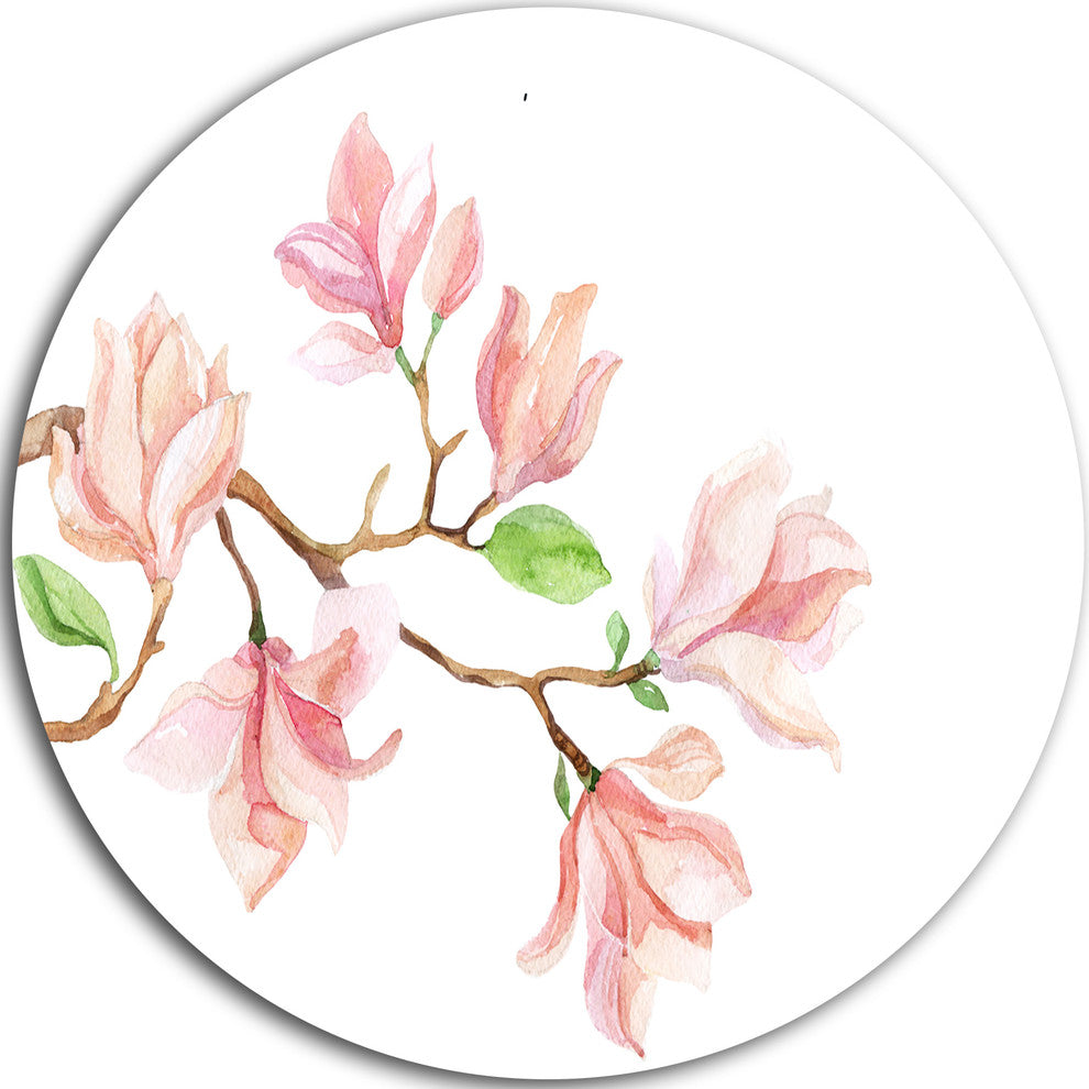Mongolia Flower Painting, Watercolor Floral Art Round Wall Art, 38"