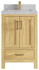 Malibu Teak 24" Single Sink Bath Vanity in Light Natural  2" Pearl Gray