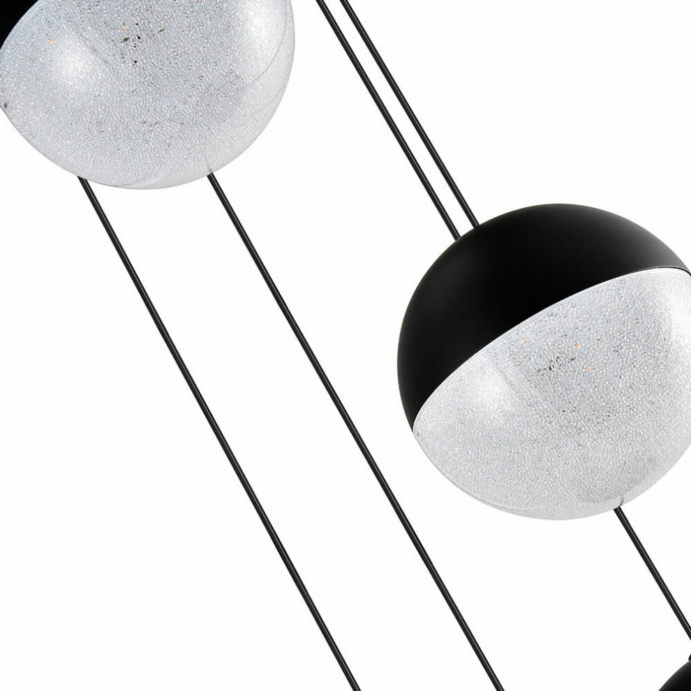 Ravello 5-Light ETL Certified Integrated LED Chandelier Lighting Fixture, Black