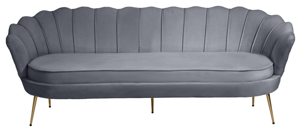 Gardenia  Velvet Upholstered Sofa, Gray