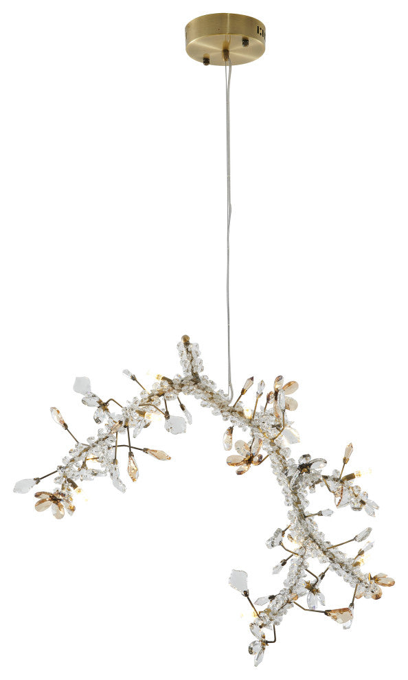 10-Light 22" Gold Stainless Steel Chandelier With Clear and Champagne Crystals