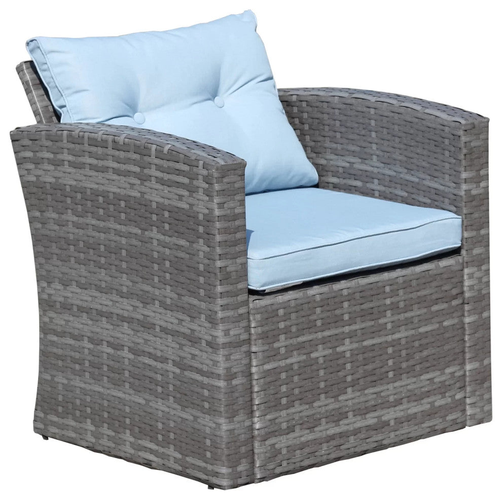 Roatan 4-Piece Light Gray Wicker Outdoor Conversation Set with Cushions