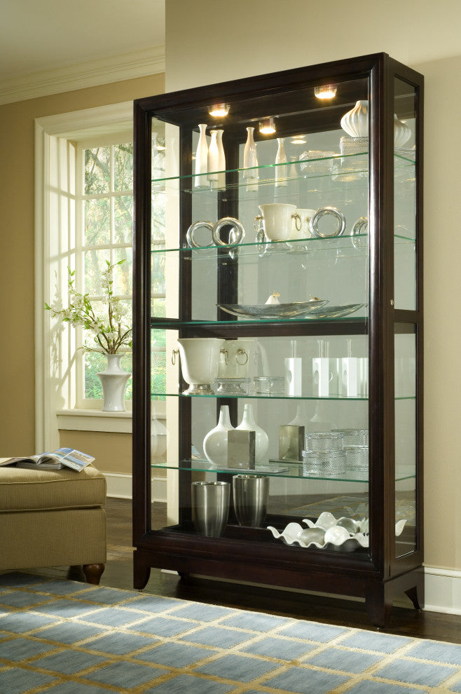 Sliding Door 5 Shelf Curio Cabinet in Deep Brown by Pulaski Furniture