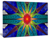 Budding Fractal Colorful Flower, Oversized Abstract Canvas Art Print, 60x40