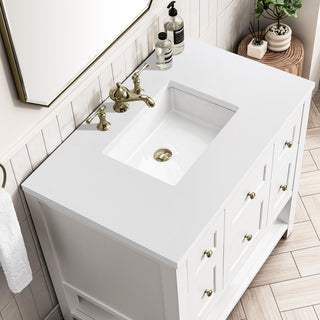 Breckenridge 36" Single Vanity, Bright White,  White Zeus Quartz Top